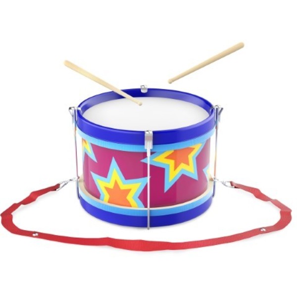 Toy Time Children's Toy Snare Marching Drum, Double-Sided with Adjustable Strap, Two Wood for Kids/Toddlers 103690TGH